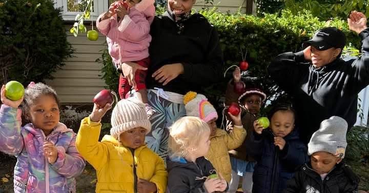 Children enjoying an outdoor seasonal activity