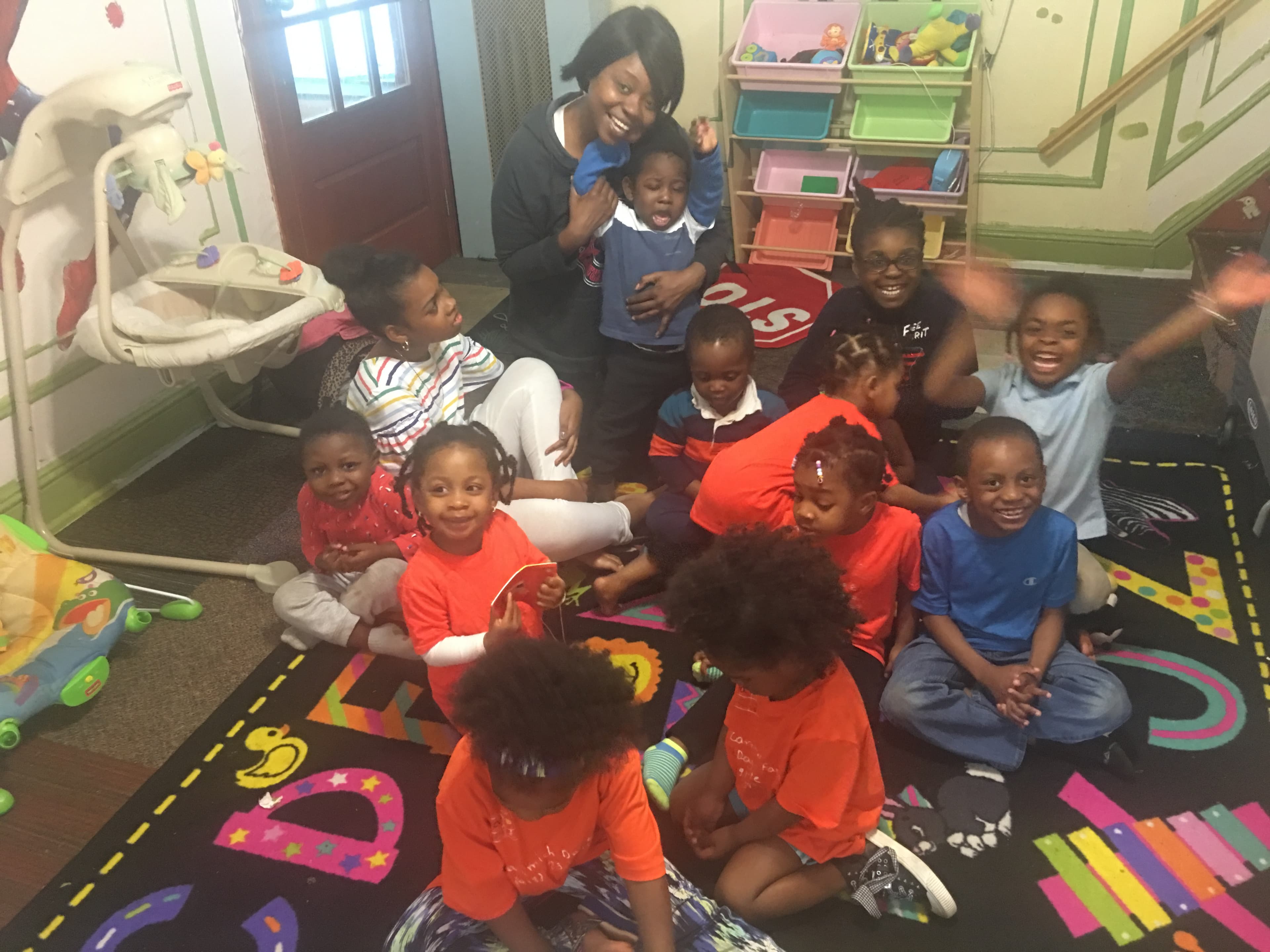 Children gathered for a classroom activity