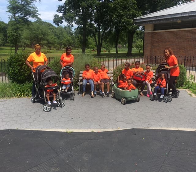 Children on a supervised outdoor trip