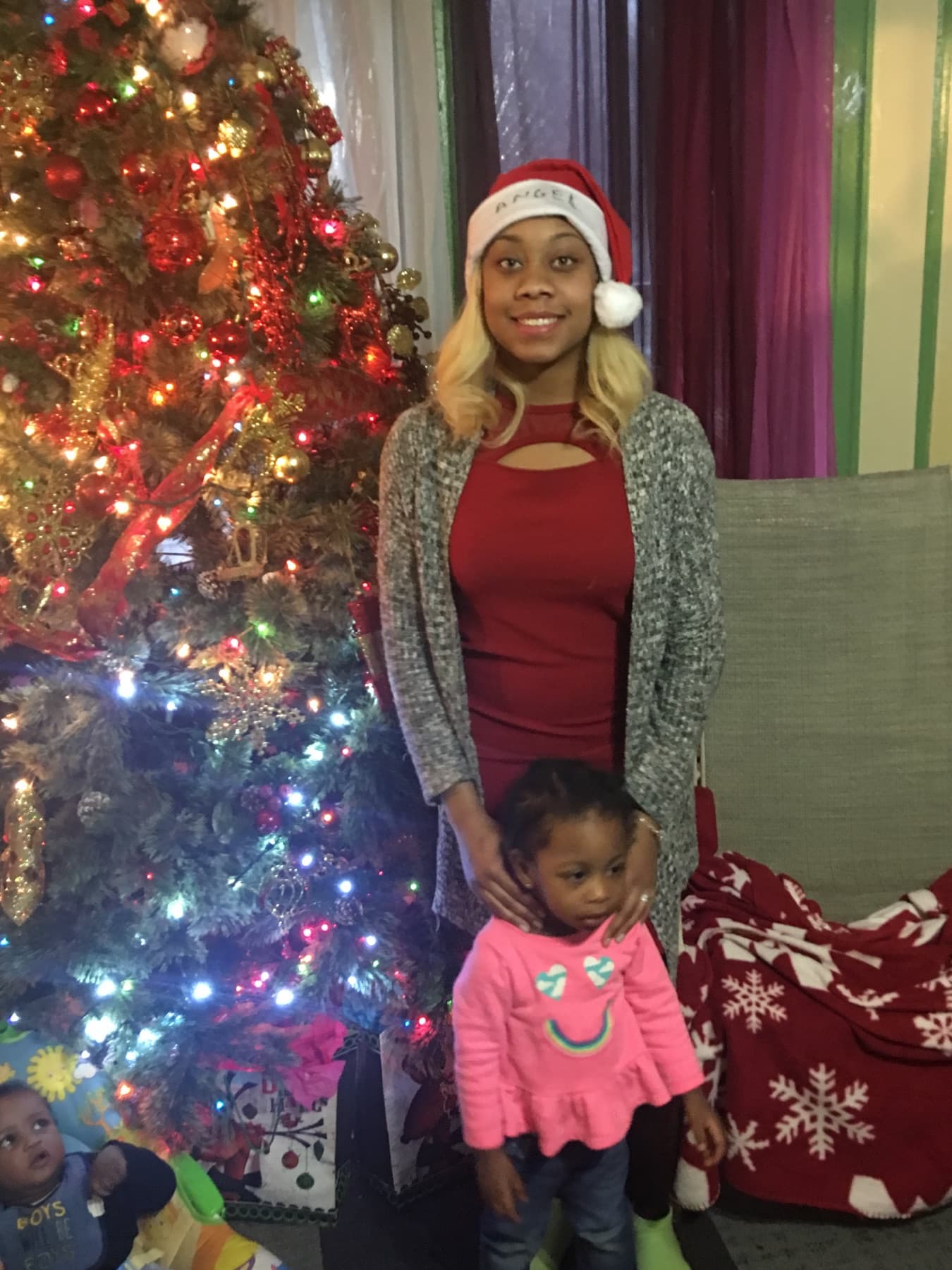 Holiday celebration portrait with staff and child